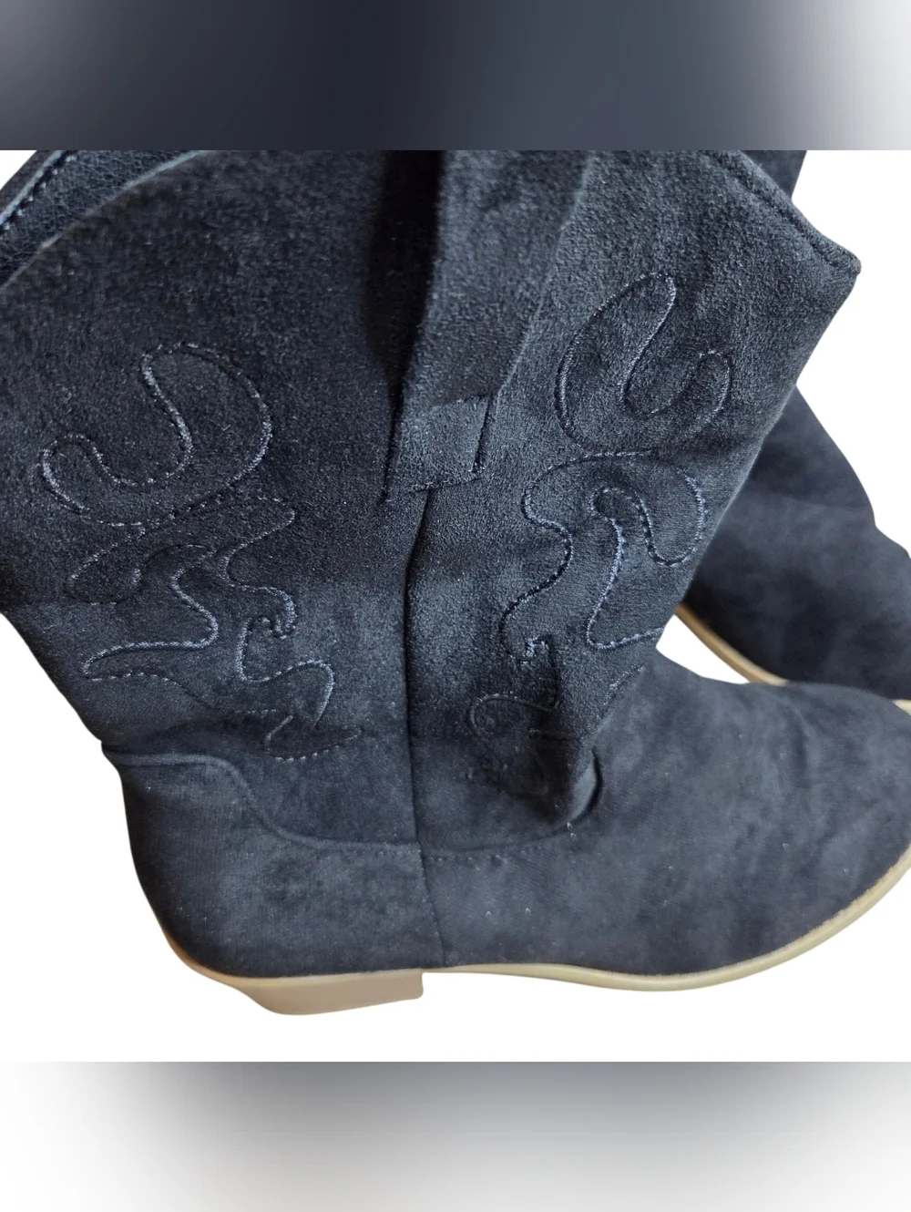 Women's Black Suede Western Ankle Boots